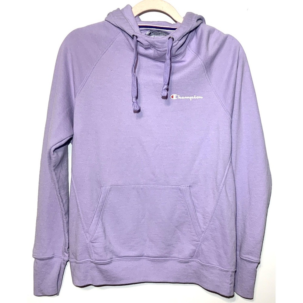 Champion Hoodie Pullover Purple Womens Medium Logo Sweatshirt Pocket